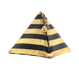 Chanel Black & Gold Metallic Lambskin CC Kheops Pyramid Bag With Gold Hardware