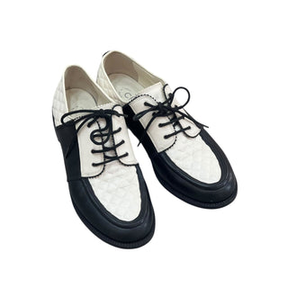 Chanel Black & White Quilted Leather Lace-Up Brogues