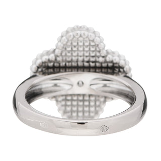 Vancleef & Arpels 18K White Gold Diamond Mother Of Pearl Vintage Alhambra Ring