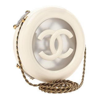 Chanel White Resin Crystal Rescue Wheel Minaudière Bag