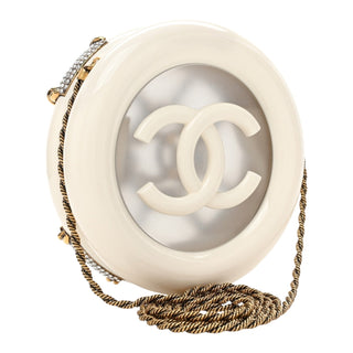 Chanel White Resin Crystal Rescue Wheel Minaudière Bag