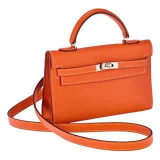 Hermes Orange Kelly 15 Epsom Leather With Palladium Hardware