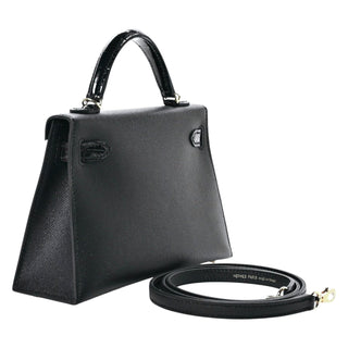Hermes Black Madame & Shiny Alligator Touch Mini Kelly II 20 With Gold Hardware