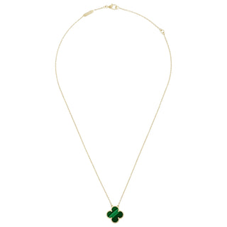 Van Cleef & Arpels 1 Motif Malachite 18K Yellow Gold Vintage Alhambra Necklace