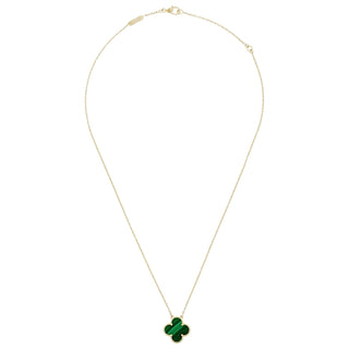 Van Cleef & Arpels 1 Motif Malachite 18K Yellow Gold Vintage Alhambra Necklace