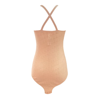 Christian Dior Nude Logo Embossed Stretch Knit Bodysuit