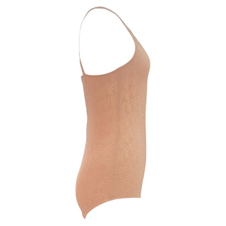Christian Dior Nude Logo Embossed Stretch Knit Bodysuit