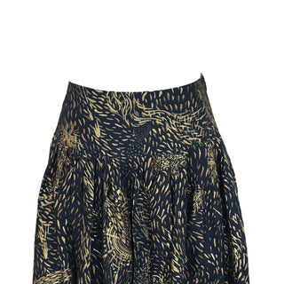 Christian Dior Navy & Gold Metallic Embroidered Midi Skirt