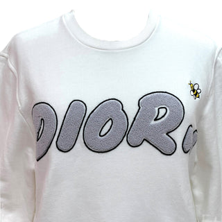 Christian Dior x KAWS White Cotton Terry Logo Bee Embroidered Sweatshirt