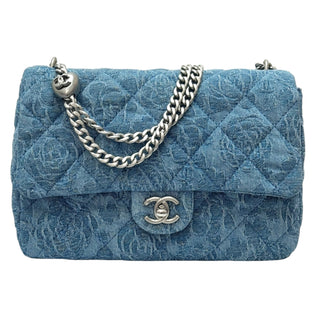 Chanel Blue Quilted Camellia Sweetheart Medium Flap Bag