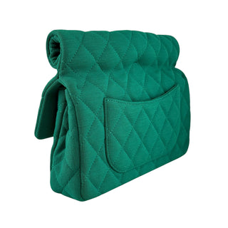Chanel Green Métiers d’Art Quilted Wool Jersey Roll Clutch Flap Bag