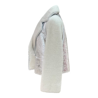 Chanel Silver Metallic Shearling Jacket
