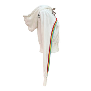 Palm Angels White Cropped Rainbow Stripe Hoodie