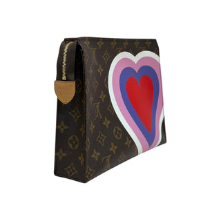Louis Vuitton Brown Monogram Canvas Embellished Game On Heart Poche Toilette Bag