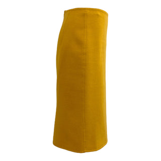 Max Mara Mustard Yellow Hooded Wool Wrap Coat & Skirt Set
