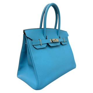 Hermes Birkin 30 Blue Jean Epsom Leather With Palladium Hardware