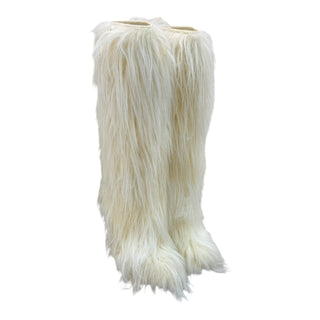 Chanel Ivory Long-Hair Shearling Knee-High Boots