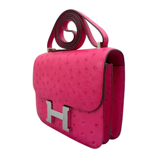 Hermès Constance 18 Rose Tyrien Ostrich Leather With Palladium Hardware