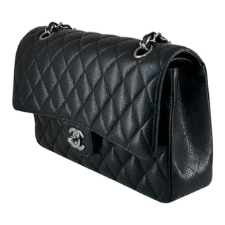 Chanel Black Caviar Medium Classic Double Flap Bag With Silver Hardware
