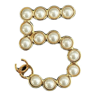 Chanel Gold Pearl No.5 Brooch