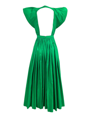 Alexander McQueen 2023 Kelly Green Open Back Puff Sleeve Dress