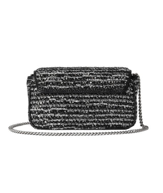 Gucci Black & Silver Marmont GG Embroidered Mini Shoulder Bag