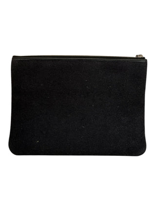 Chanel Black Wool Medium Deauville Cosmetic Pouch