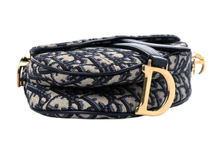 Christian Dior Blue Oblique Mini Saddle Bag With Strap