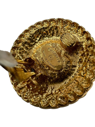 Chanel Vintage Gold-Tone Green Gripoix Clip-On Earrings