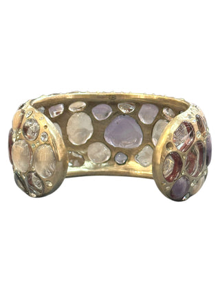 Chanel Lavender & Ivory Cabochon Crystal Cuff Bracelet and Ring Set