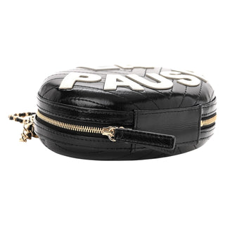 Chanel Black Lambskin Embroidered Chevron Quilted La Pausa Tassel Clutch