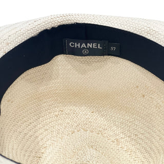 Chanel Pastel Check Straw Fedora Hat