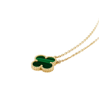 Van Cleef & Arpels 1 Motif Malachite 18K Yellow Gold Vintage Alhambra Necklace