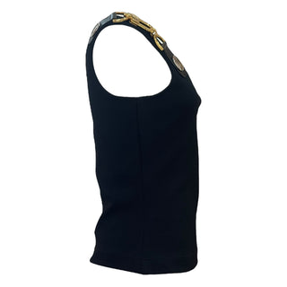 Louis Vuitton Buckle Detailed One Shoulder Black Top