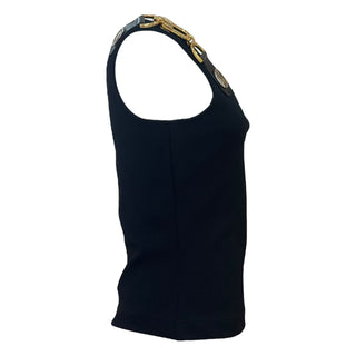 Louis Vuitton Buckle Detailed One Shoulder Black Top