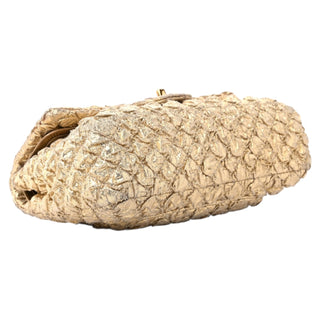 Chanel Gold Metallic Lame Small Double Flap Bag With Gold Hardware