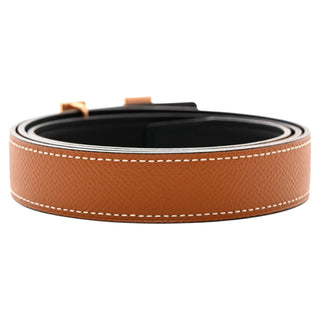 Hermès Swift & Epsom 24mm Constance H Belt in Black & Gold
