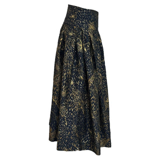 Christian Dior Navy & Gold Metallic Embroidered Midi Skirt
