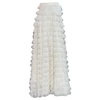 Christian Dior White Tiered Ruffle Maxi Skirt