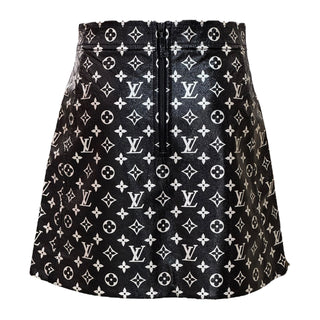 Louis Vuitton Black Monogram Printed Leather Mini Skirt
