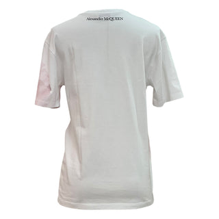 Alexander Mcqueen Flower Print White Cotton T-shirt