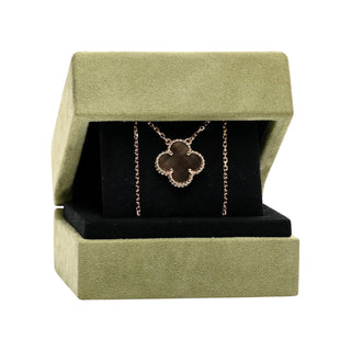 Vancleef & Arpels 18K Rose Gold Gray Mother Of Pearl Vintage Alhambra Necklace