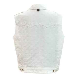 Louis Vuitton White Monogram Embossed Denim Sleeveless Vest