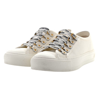 Christian Dior White Canvas Walk’n’Dior Low-Top Sneakers With Logo Laces