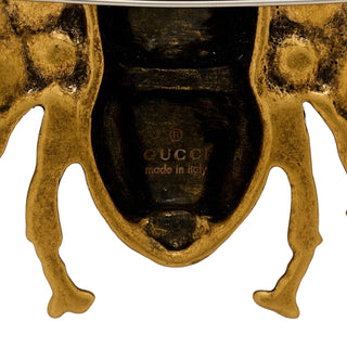 Gucci Aged Gold Metal Pearl Crystal Bee Brooch
