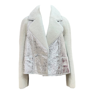 Chanel Silver Metallic Shearling Jacket