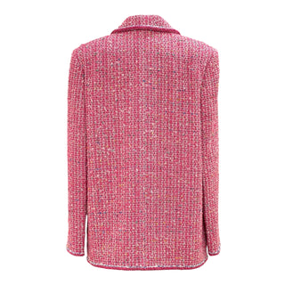 Chanel Pink Tweed Double-Breasted Blazer With Four Patch Pockets