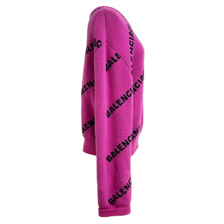 Balenciaga Fuchsia Logo Intarsia Knit Sweater