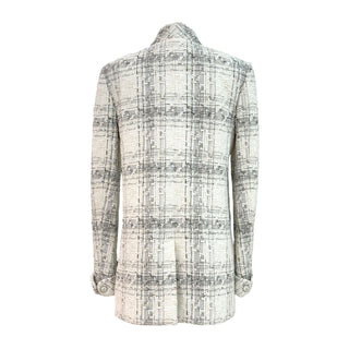 Chanel White & Black Tweed Jewel Button Longline Jacket