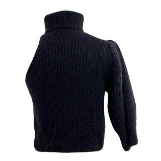 Celine Black Wool Cut-Out Asymmetric Knit Top